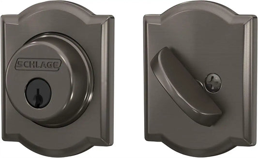 Schlage B60 N CAM 716 Deadbolt with Camelot Trim, Keyed 1 Side, Highest Residential Security, Aged Bronze