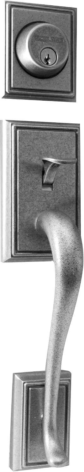 Schlage F58 ADD 621 Addison Exterior Handleset with Deadbolt, Distressed Nickel (Exterior Half Only)