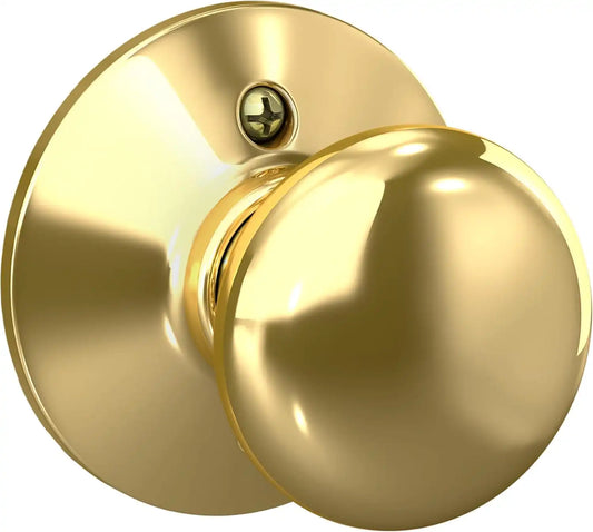 Schlage Plymouth Non-Turning Dummy Door Knob, Bright Brass
