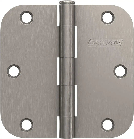 Schlage 3.5" Door Hinge with 5/8" Radius Round Corner in Satin Nickel (3-Pack)