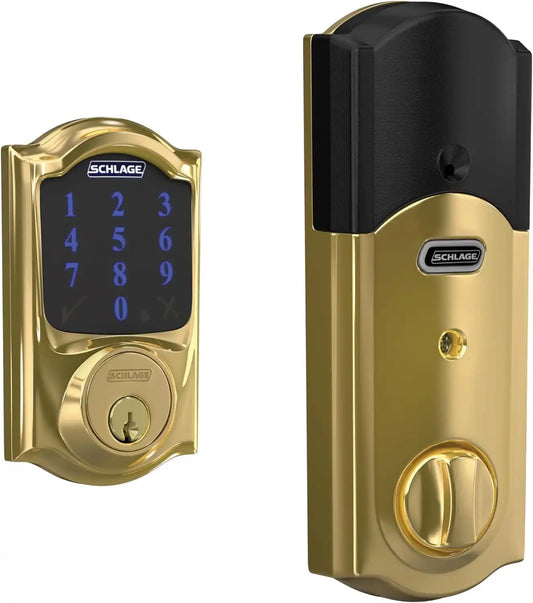 Schlage Connect Smart Deadbolt Lock with Century Trim, Bright Brass