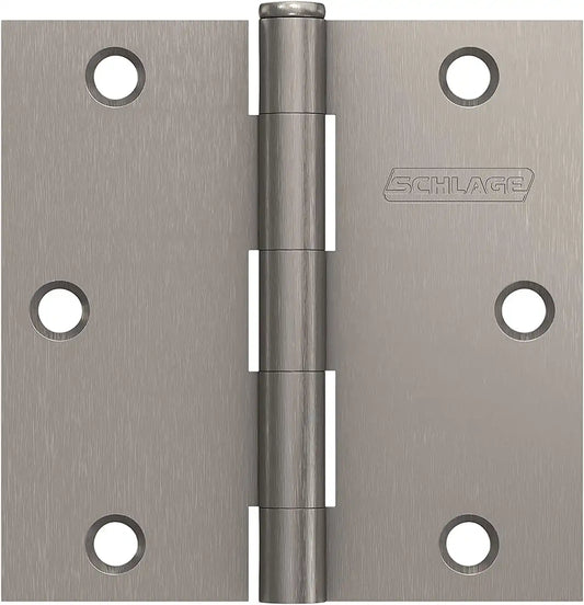Schlage 3.5" Door Hinge with Square Corner in Satin Nickel (3-Pack)