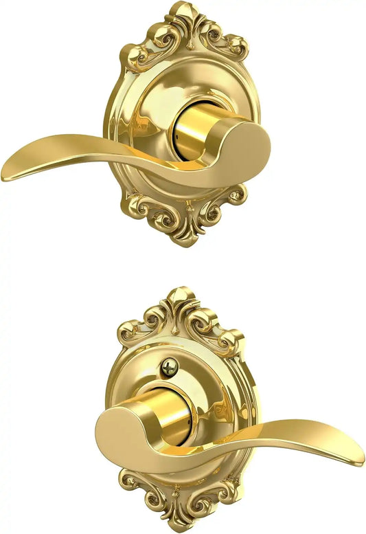 Schlage Accent Hall/Closet Passage Door Handle, Reversible, Bright Brass